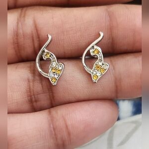 Baby Phat Y2K Sliver Earrings With Yellow Stones